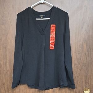 Dalia Size M Black V-Neck Longsleeve Blouse